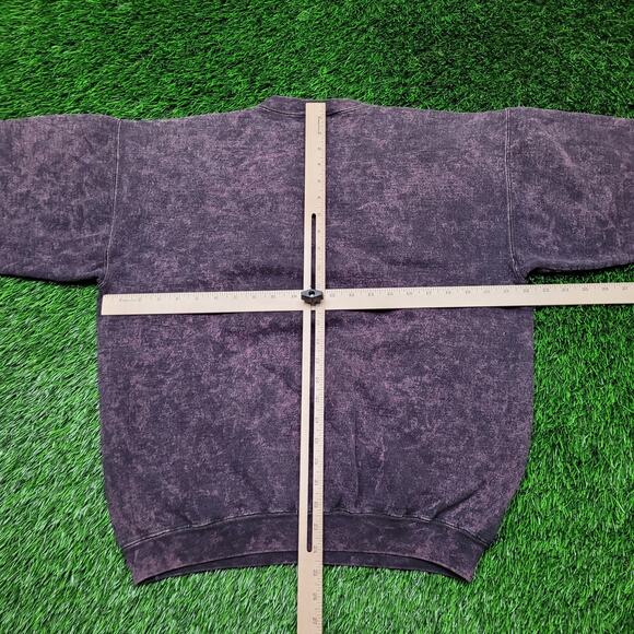 Vintage 90s Hanes USA Made Acid Wash Sweatshirt Womens XL Cinched Waist Slouchy - Picture 4 of 10